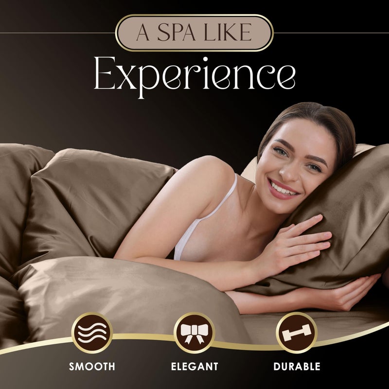Martex Elegance 4-Piece King Size Luxury Hotel Quality Bed Sheets Set - Champagne Satin, Silky Soft & Smooth, Great for Hair & Skin, Gold - Image 4